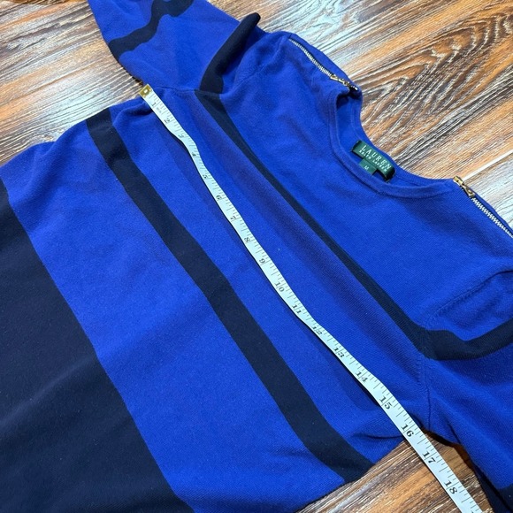 Ralph Lauren Women's Size M Blue Sweater Shirt Top Striped Y2K Vintage Zip - Picture 4 of 7